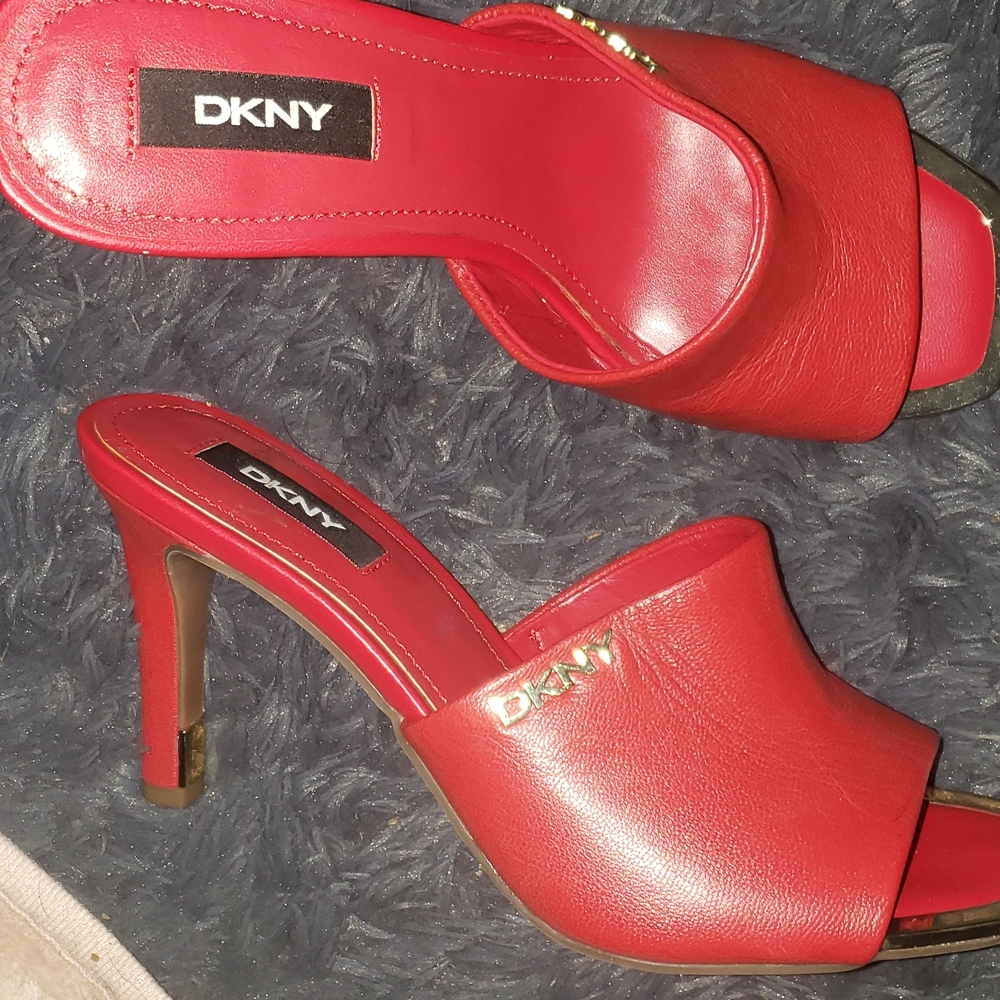 DKNY Bold Red Heeled Sandals